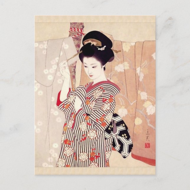 Postal Arte japonés vintage Shimura Tatsumi (Anverso)