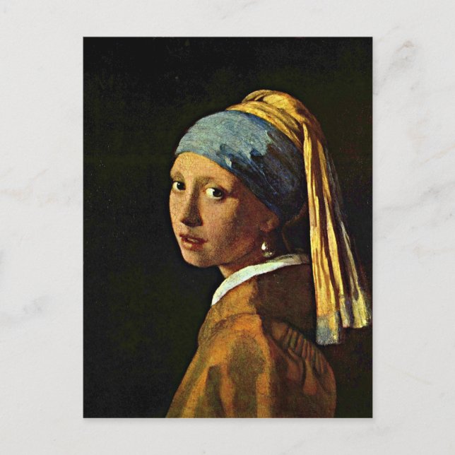 Postal Arte Johannes Vermeer - Chica con Pearl Earring (Anverso)