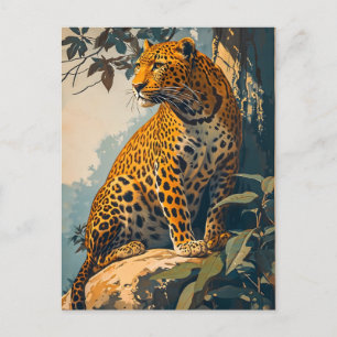 Postal Arte Leopardo de época