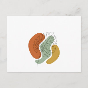 Postal Arte lineal de hoja de Monstera moderno de mediado
