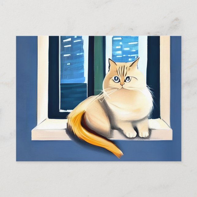 Postal Arte mascota de gato (Anverso)
