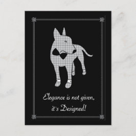 Postal Arte mascota elegante inglés Bull Terrier negro co