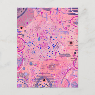 Postal Arte maximalista de la fiesta rosa