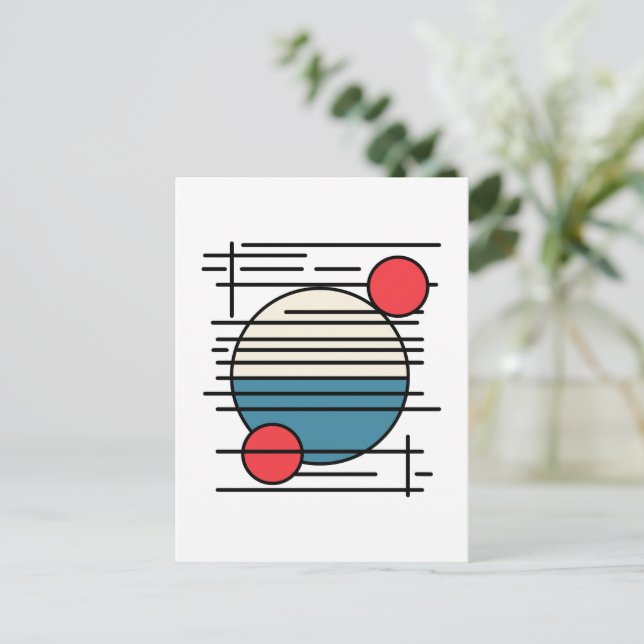Postal Arte mínimo de líneas y tres círculos (Anverso de pie)