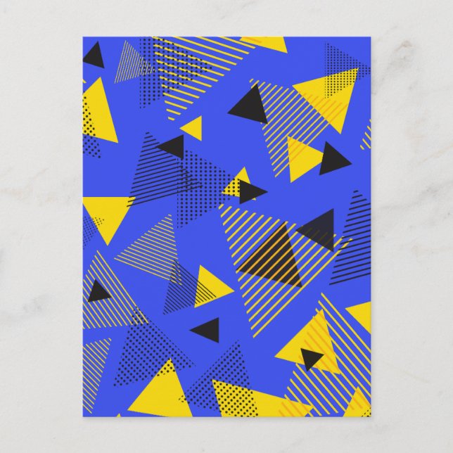 Postal Arte moderno abstracto triángulos azul amarillo ne (Anverso)