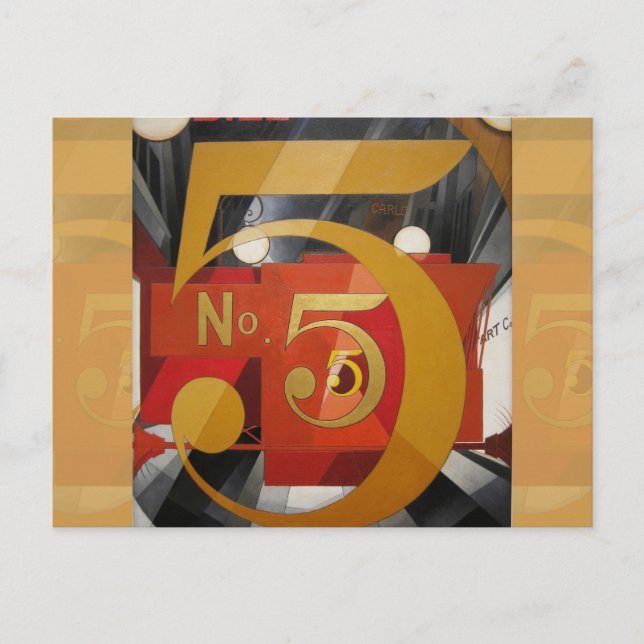 Postal Arte moderno Cubista Demuth Figura 5 en Oro (Anverso)