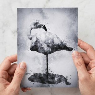 Postal Arte moderno de acuarela en negro y blanco de flam