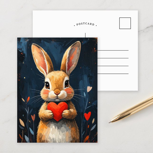 Postal Arte moderno de conejo de San Valentín lindo (Subido por el creador)