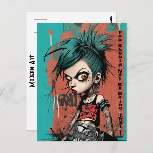 Postal Arte Moderno No Deberías Estar Haciendo Esa Grungí (Anverso / Reverso)
