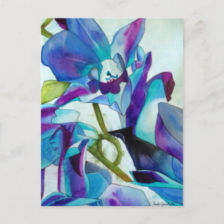Postal Arte morado de las flores orquídeas de Singapur