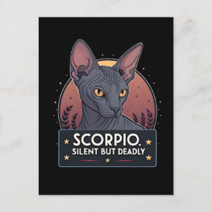 Postal Arte Mortal Silencioso de Gato Sphynx Zodiaco Esco