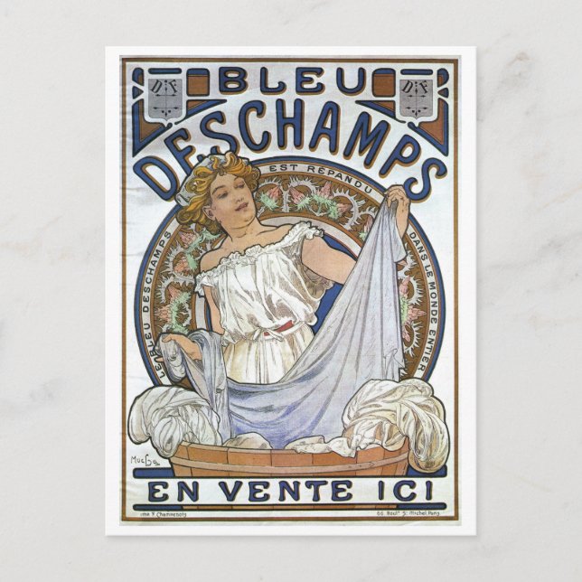 Postal Arte mucha, Art Nouveau, venado (Anverso)
