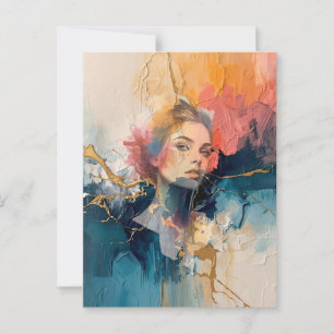 Postal arte mural abstracto, arte moderno impreso, retrat