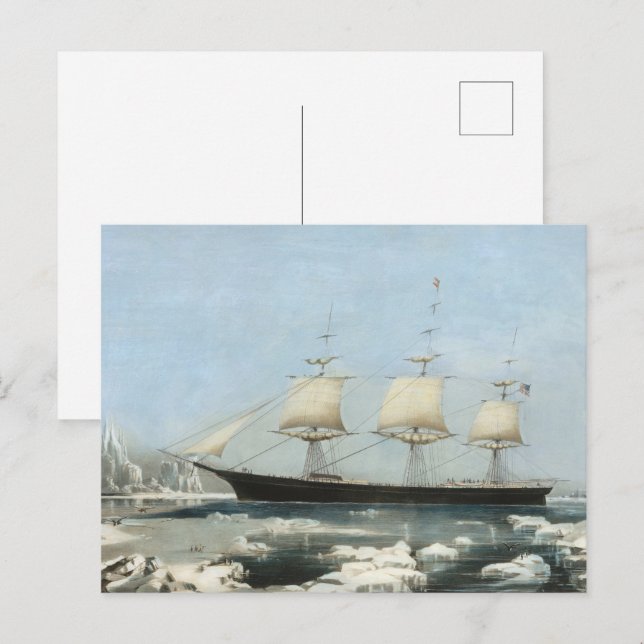 Postal Arte mural de iceberg de antiguo barco marítimo a  (Anverso / Reverso)