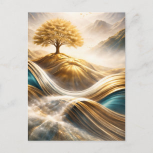 Postal Arte mural Horizonte Dorado: Árbol de Serenidad