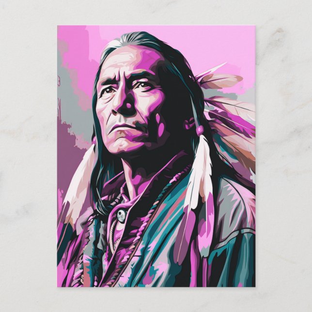 Postal Arte mural nativo americano (Anverso)