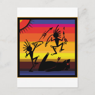 Postal Arte nativo americano indio en cuevas