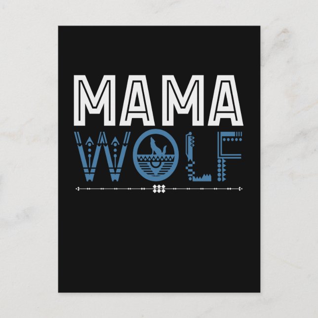 Postal Arte Nativo Americano Mama Loba Madre (Anverso)