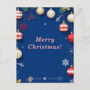 Postal Arte navideño festivo con adornos