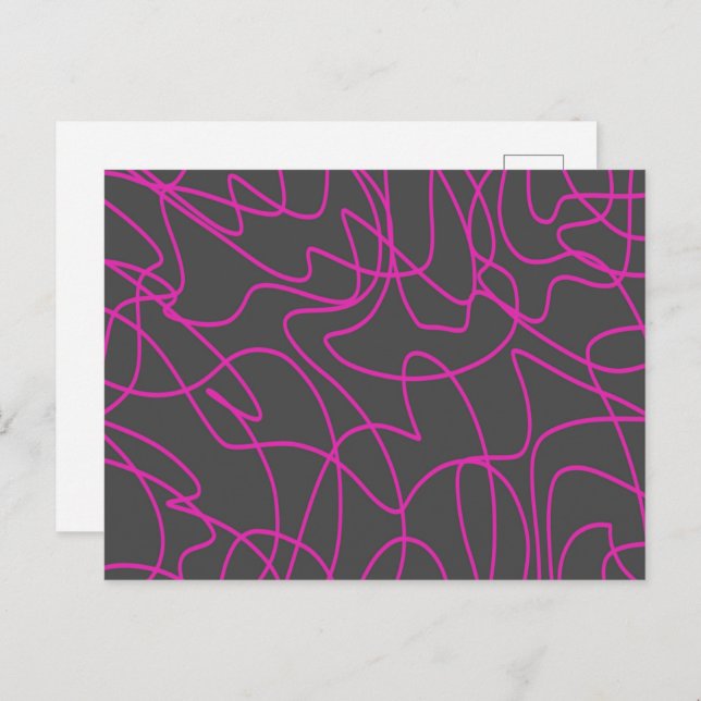 Postal Arte Neon Pink and Gray Line (Anverso / Reverso)