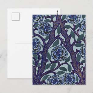 Postal Arte Nouveau de patrón floral inspirado en Samarka