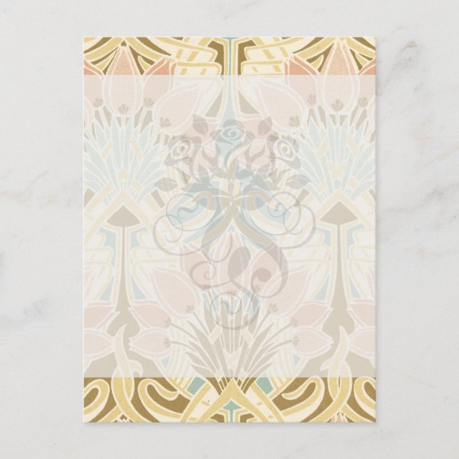 Postal arte nouveau naturaleza estampado floral arte (Anverso)