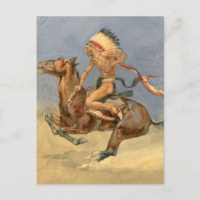 Postal Arte Occidental de Frederic Remington “Danza de Gu (Anverso)