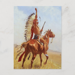 Postal Arte occidental “Defiance” de Frederic Remington