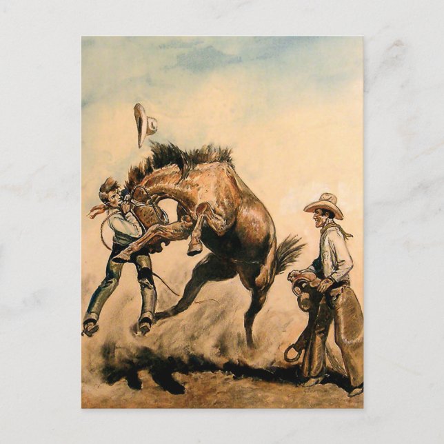 Postal Arte occidental “Mula” de Will James (Anverso)
