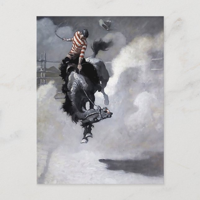 Postal Arte occidental "Una nube de polvo" de NC Wyeth (Anverso)