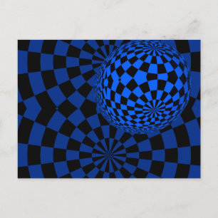 Postal Arte óptico azul y negro