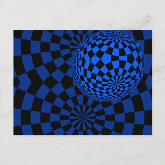Postal Arte óptico azul y negro (Anverso)
