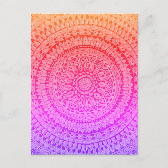 Postal Arte Original de Mandala Multicolor (Anverso)