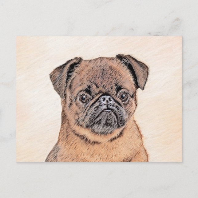 Postal Arte original de perro de Bruselas Griffon Pintura (Anverso)