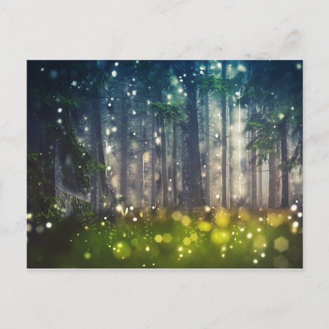 Postal Arte paisajístico de árboles forestales de cuento  (Anverso)
