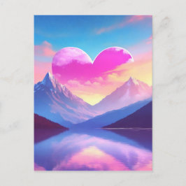 Postal Arte paisajístico de Heart & Mountain Sunset
