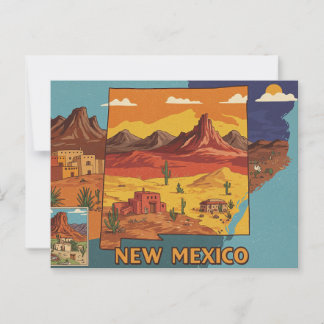Postal Arte paisajístico de Nuevo México | Mapa de estado