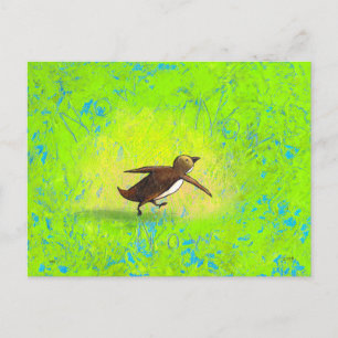 Postal Arte pingüino apurado apurando a Grace bajo presió