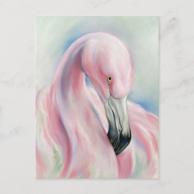 Postal Arte Pink Flamingo Pastel (Anverso)