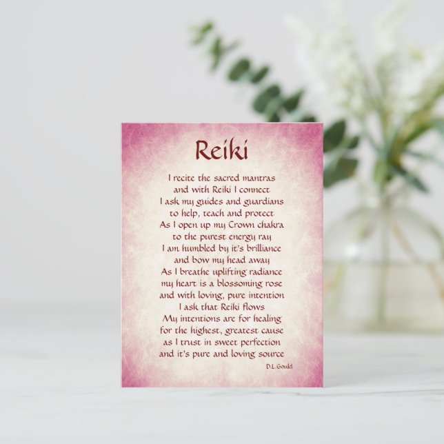 Postal Arte poético de Reiki Connection (Anverso de pie)