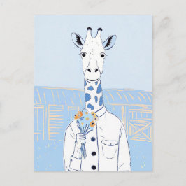 Postal Arte pop azul de jirafa suave