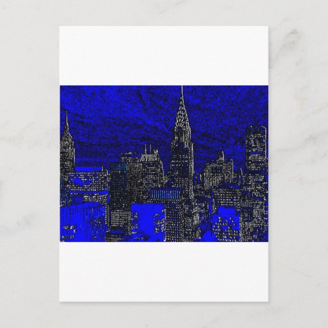 Postal Arte pop azul en Nueva York (Anverso)