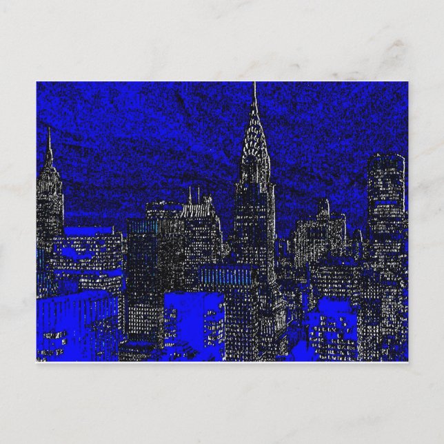 Postal Arte pop azul en Nueva York (Anverso)