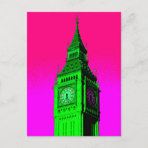 Postal Arte pop Big Ben Londres Viaje verde rosa