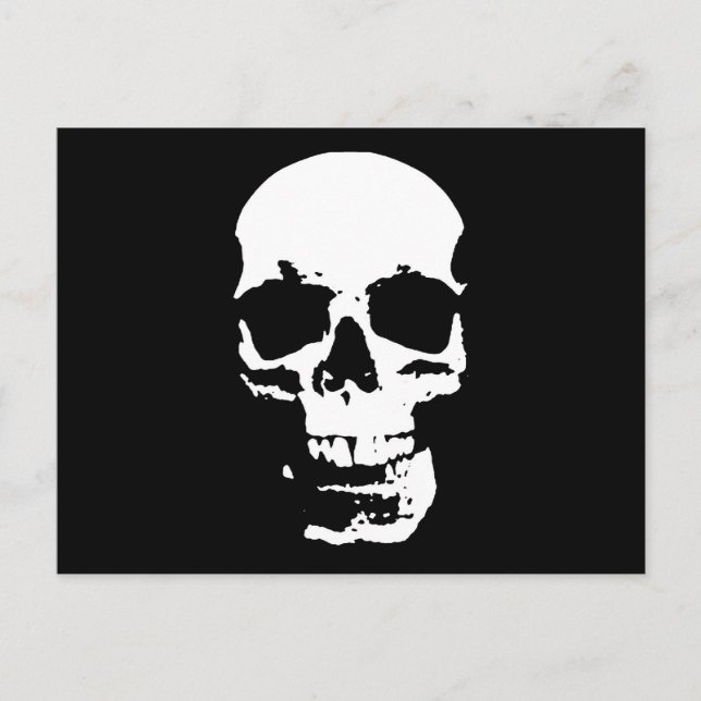 Postal Arte pop blanco y negro Skull estilo Guay (Anverso)