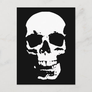 Postal Arte pop blanco y negro Skull estilo Guay