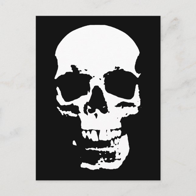 Postal Arte pop blanco y negro Skull estilo Guay (Anverso)