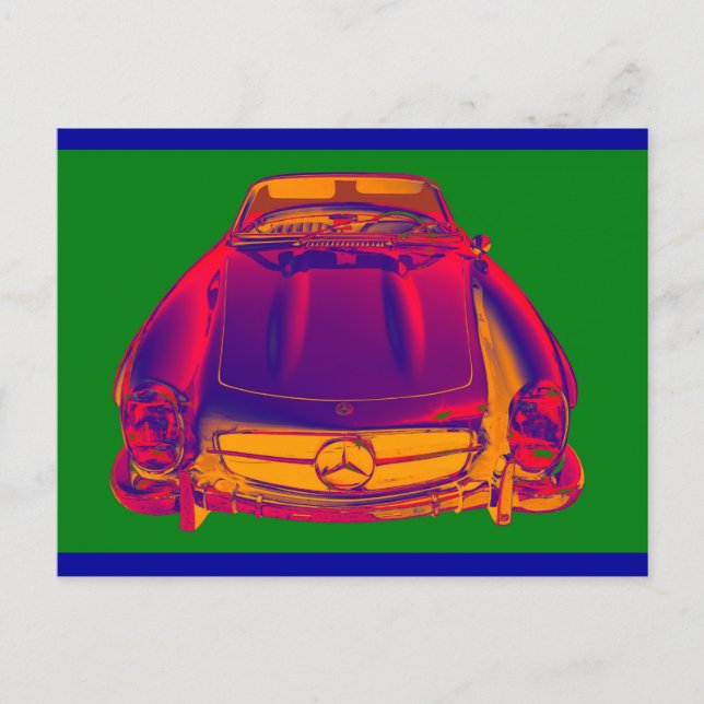 Postal Arte pop convertible Mercedes Benz 300 SL (Anverso)