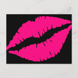 Postal Arte pop de beso con lápiz labial rosa