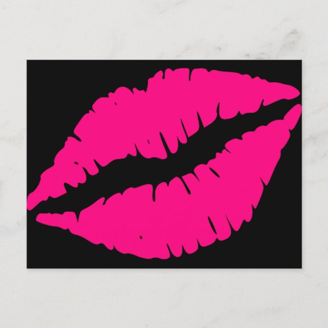 Postal Arte pop de beso con lápiz labial rosa (Anverso)